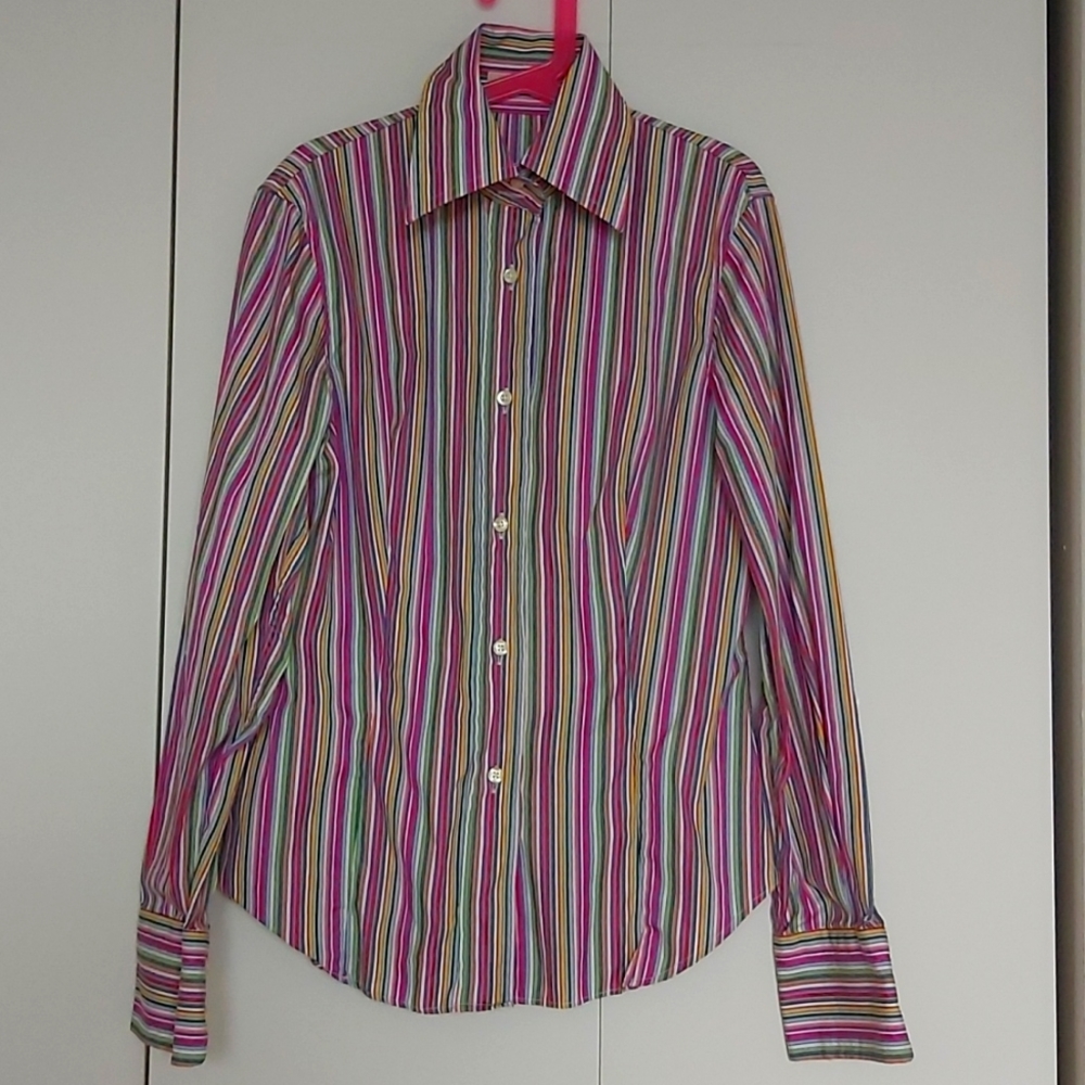 ETRO Milano Designer Pinstripe Button Shirt